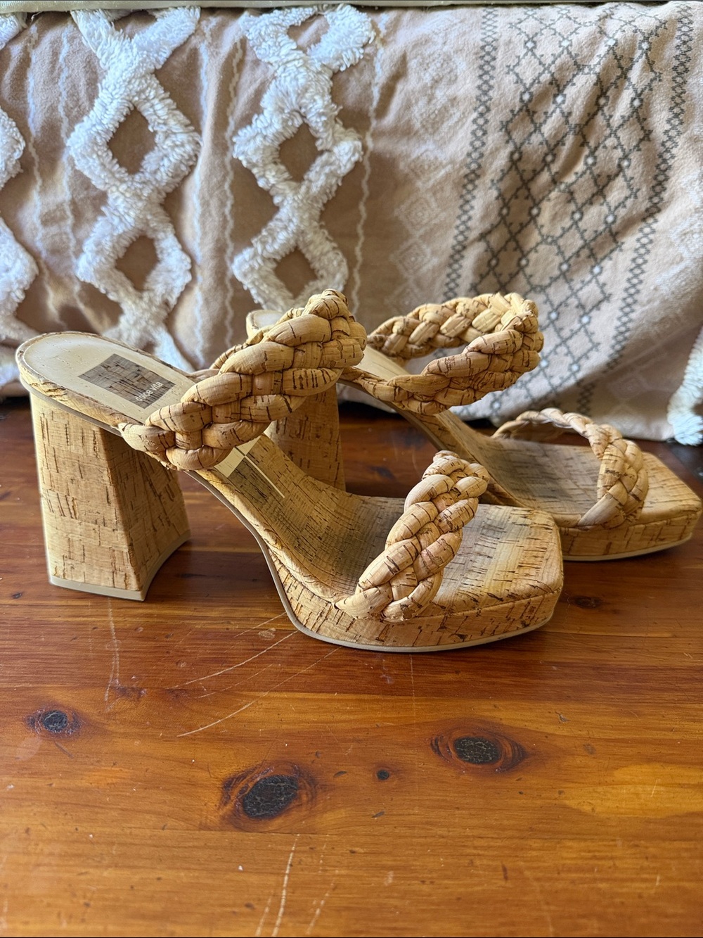 Dolce Vita Braided Cork Platform Heels - Natural Cork - Picture 3 of 6